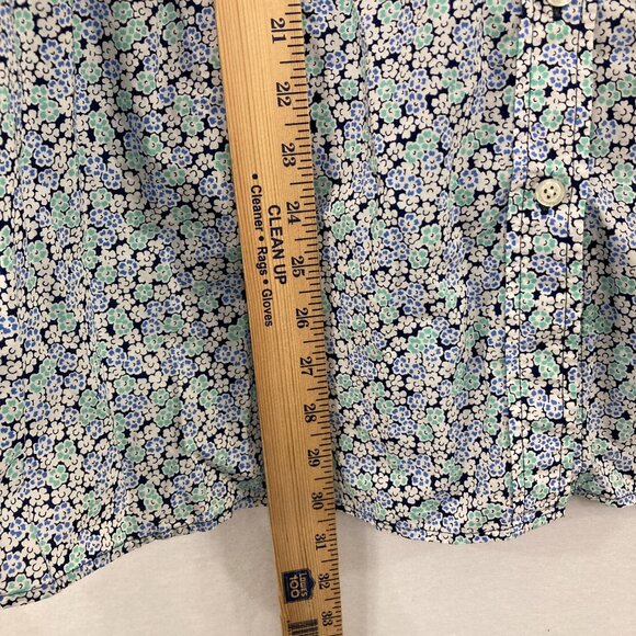 Talbots size 3X Blue Ditsy Floral Cotton Long Sleeve Button Down Preppy - Picture 5 of 9
